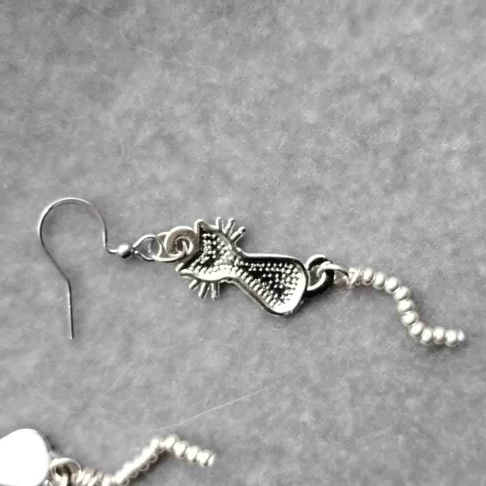 Hand Crafted White Enamel Cat With Sterling Silver Earrings - Picture 2 of 4